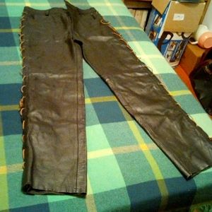 Jamin leather side lace black leather pants 30 x 32